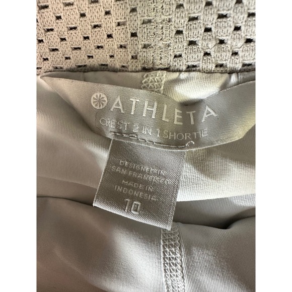 Athleta Womens Crest 2 in 1 Shortie Shorts Light Tan Size 10 Athletic Running - Picture 3 of 8